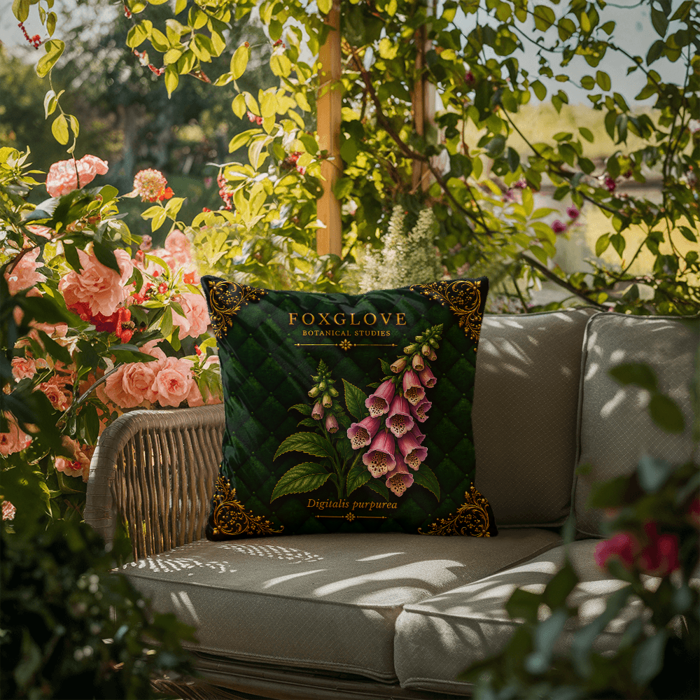 Foxglove Outdoor Pillow | Botanical Patio Decor | Lace & Grit