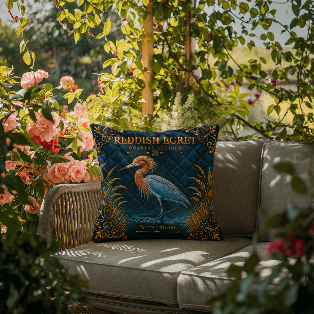 Reddish Egret Outdoor Pillow | Coastal Patio Decor | Lace & Grit