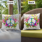 Vibrant Rainbow Peace Sign Outdoor Pillow | Watercolor Tie-Dye Throw Pillow | Hippie Garden Cushion