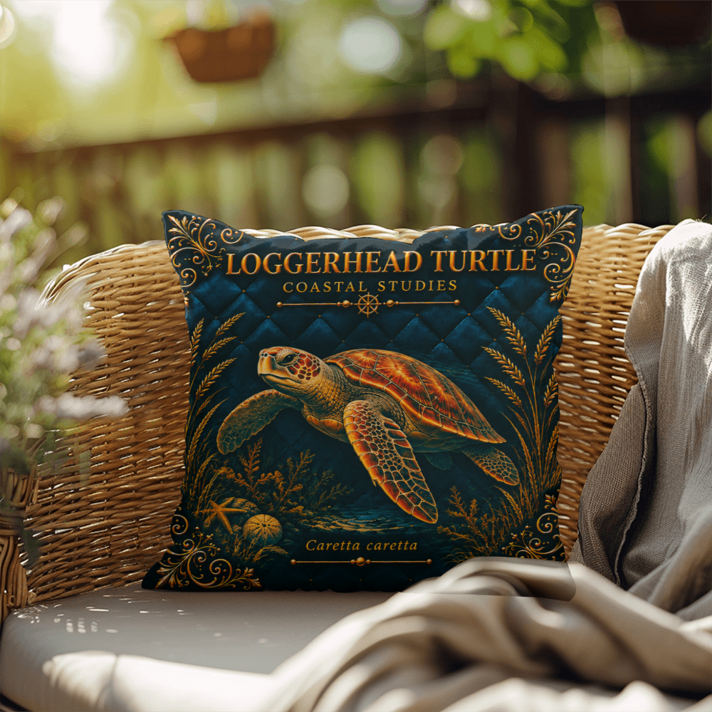 Loggerhead Turtle Outdoor Pillow | Coastal Patio Decor | Lace & Grit