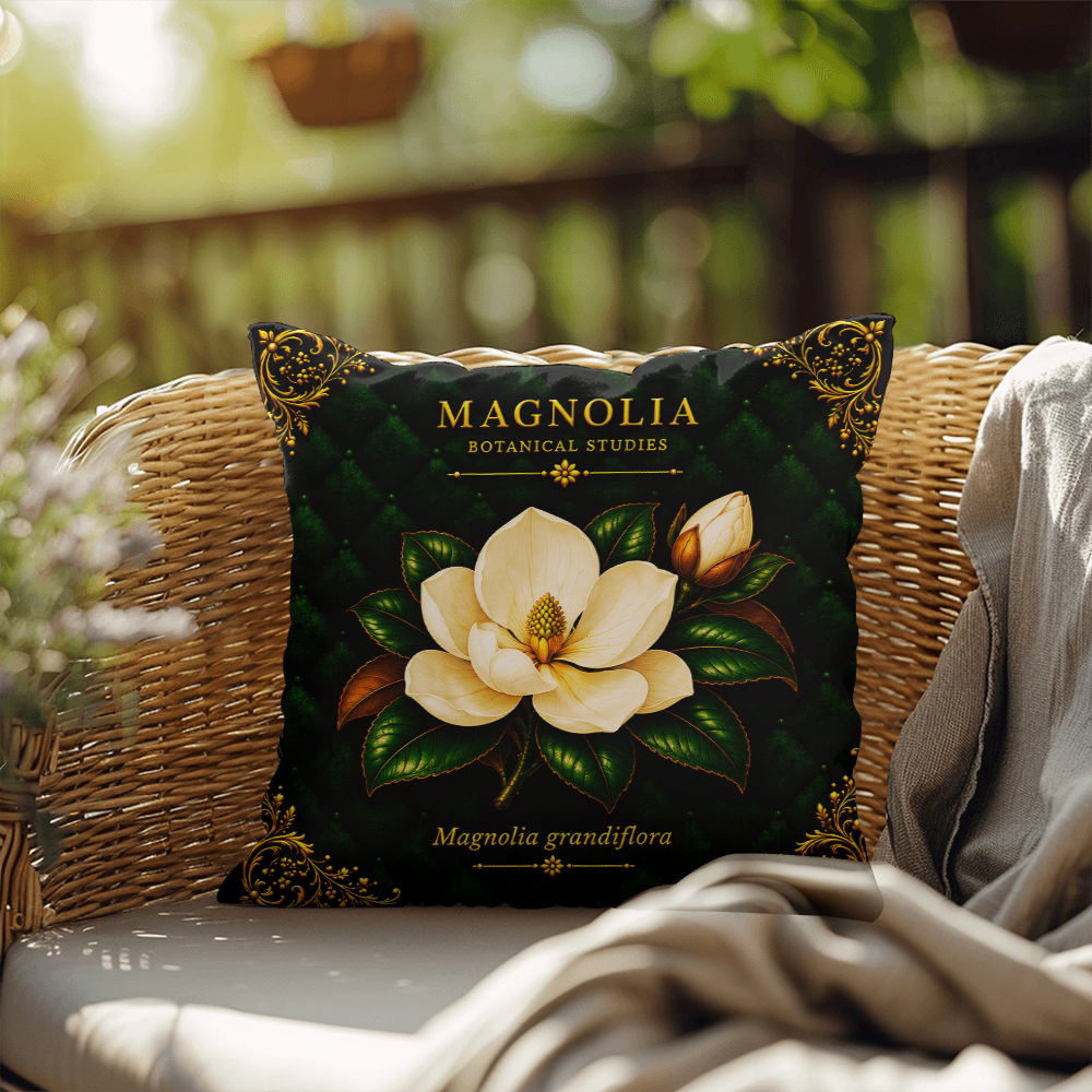 Magnolia Outdoor Pillow | Botanical Patio Decor | Lace & Grit