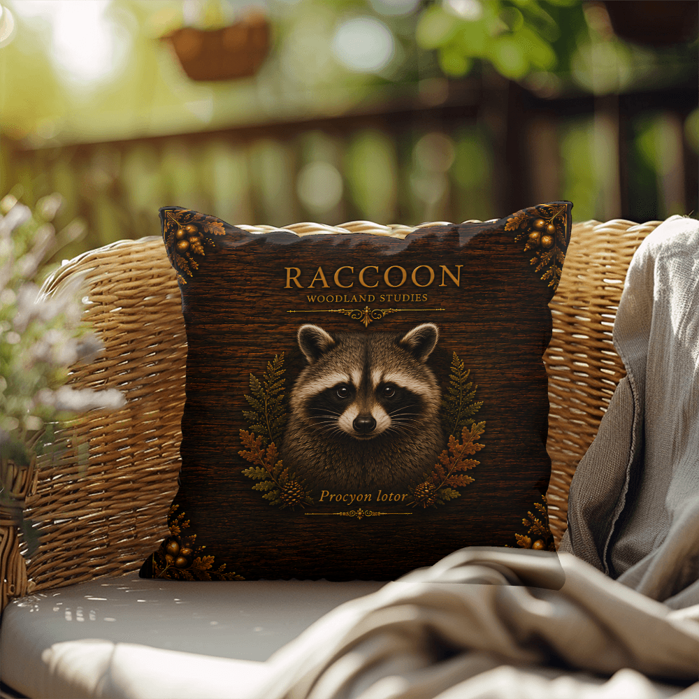 Raccoon Outdoor Pillow | Woodland Patio Decor | Lace & Grit