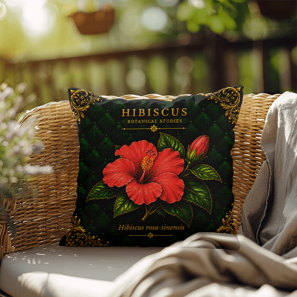 Hibiscus Outdoor Pillow | Botanical Patio Decor | Lace & Grit