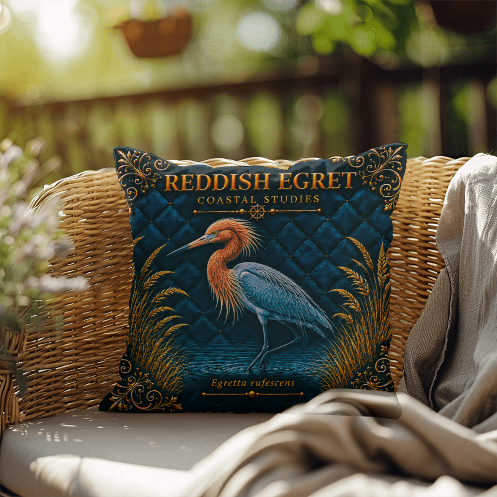 Reddish Egret Outdoor Pillow | Coastal Patio Decor | Lace & Grit