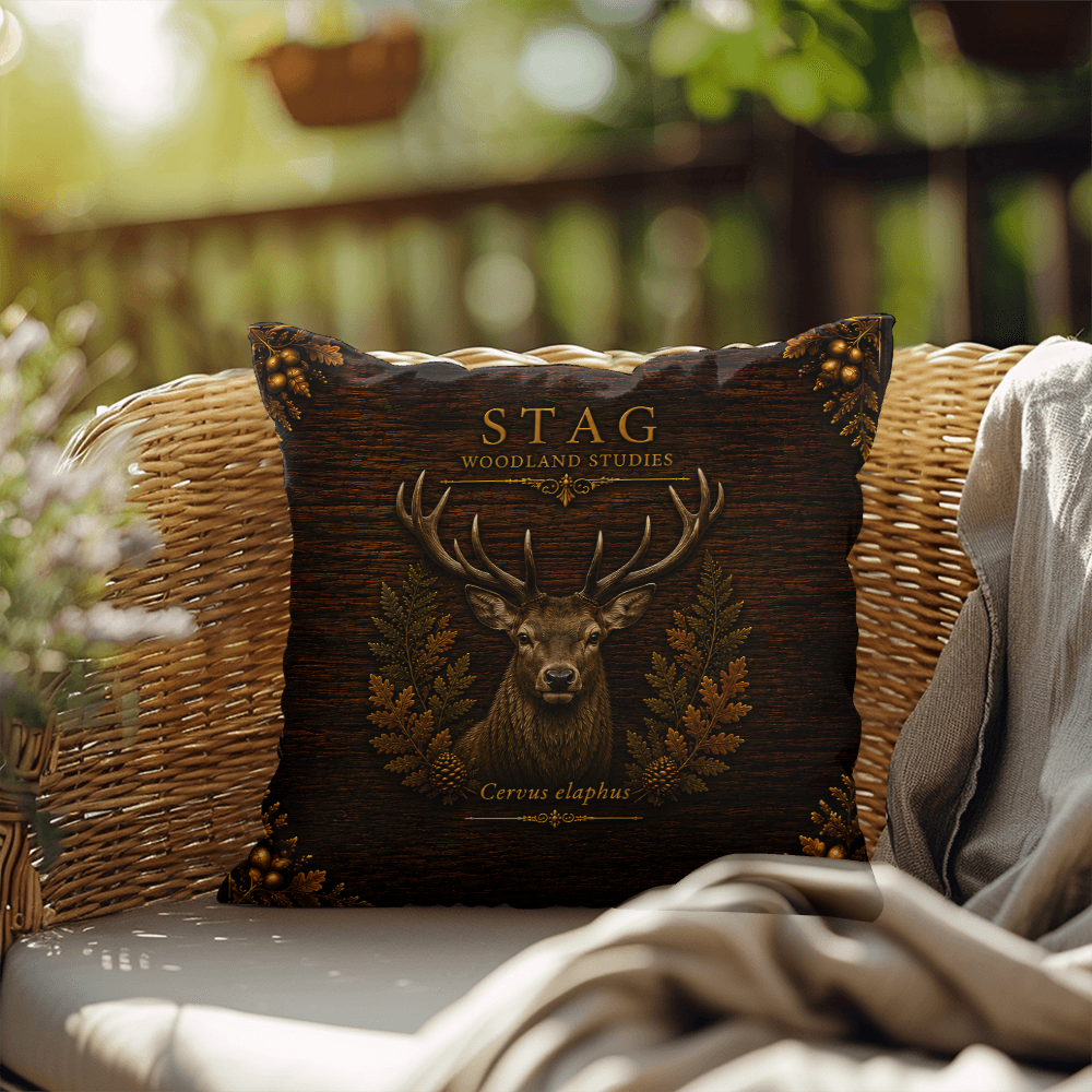 Stag Outdoor Pillow | Woodland Patio Decor | Lace & Grit