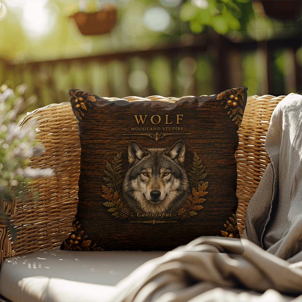 Wolf Outdoor Pillow | Woodland Patio Decor | Lace & Grit