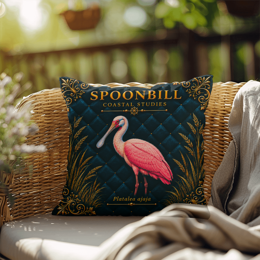 Spoonbill Outdoor Pillow | Coastal Patio Decor | Lace & Grit