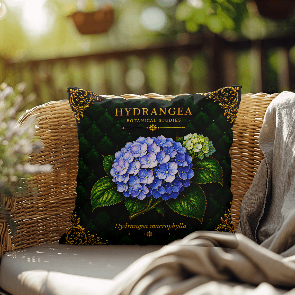 Hydrangea Outdoor Pillow | Botanical Patio Decor | Lace & Grit