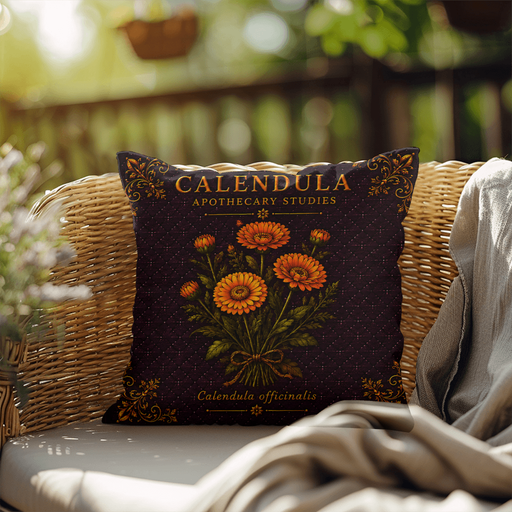 Calendula Outdoor Pillow | Apothecary Patio Decor | Lace & Grit