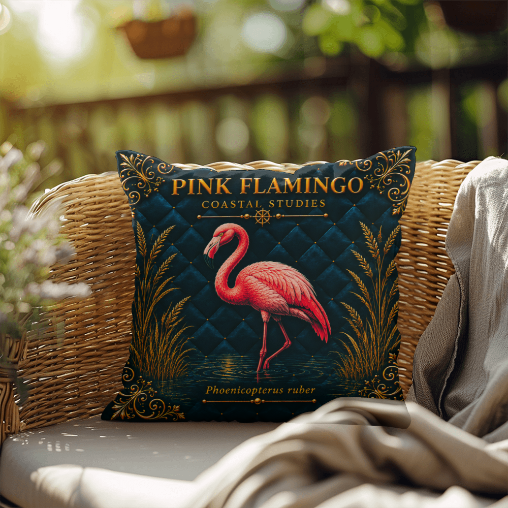Pink Flamingo Outdoor Pillow | Coastal Patio Decor | Lace & Grit