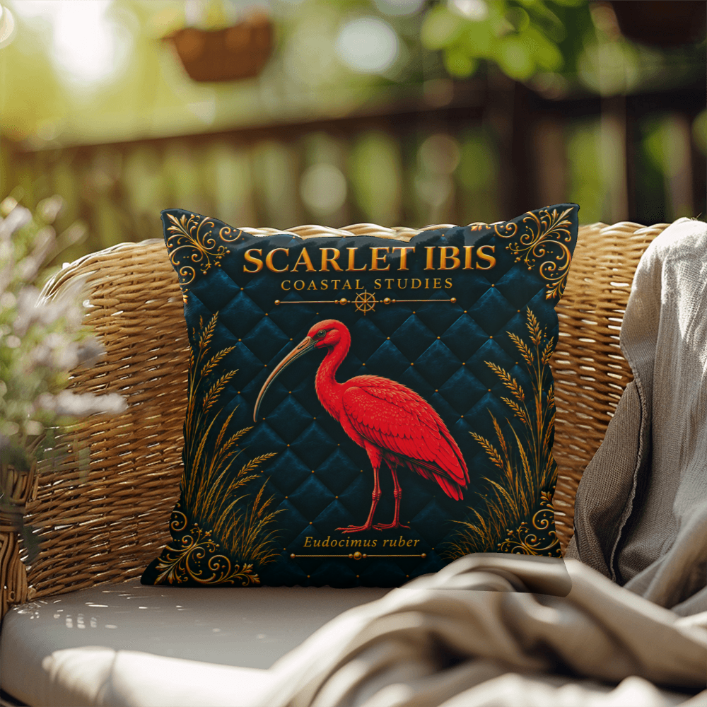 Scarlet Ibis Outdoor Pillow | Coastal Patio Decor | Lace & Grit