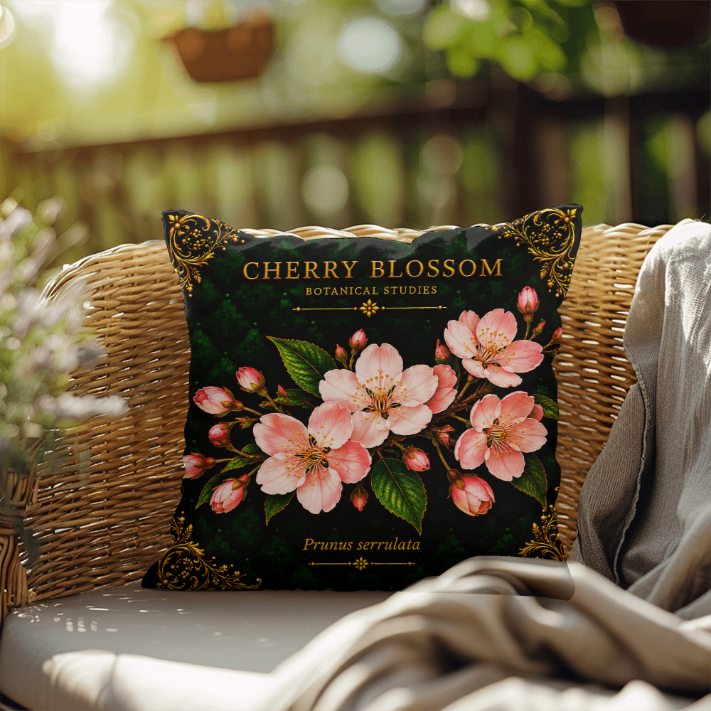 Cherry Blossom Outdoor Pillow | Botanical Patio Decor | Lace & Grit