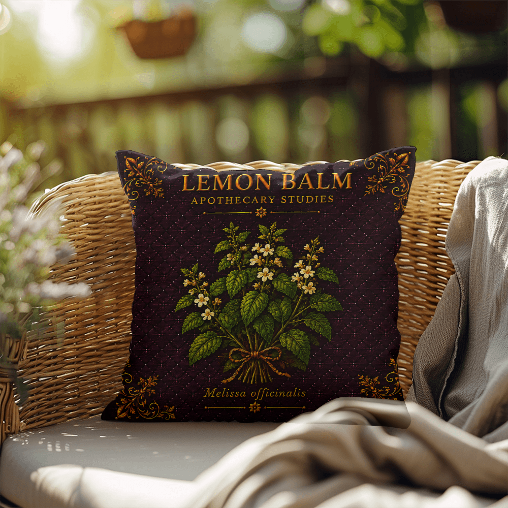 Lemon Balm Outdoor Pillow | Apothecary Patio Decor | Lace & Grit
