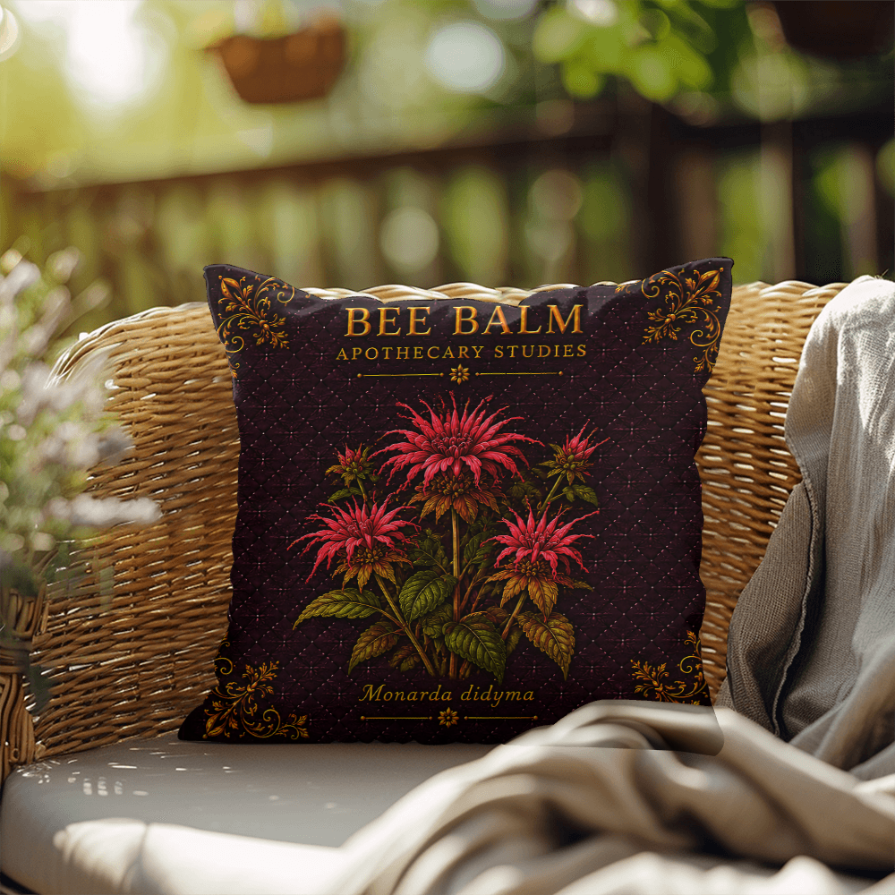 Bee Balm Outdoor Pillow | Apothecary Patio Decor | Lace & Grit