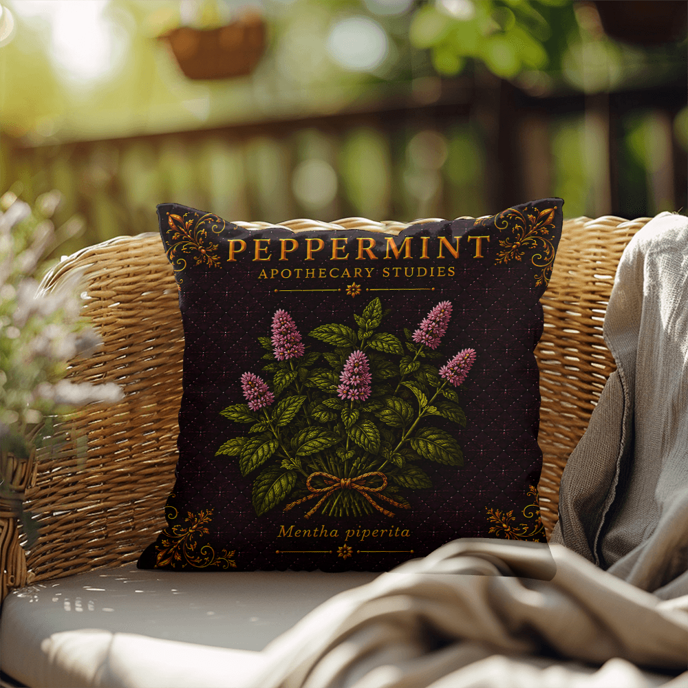 Peppermint Outdoor Pillow | Apothecary Patio Decor | Lace & Grit