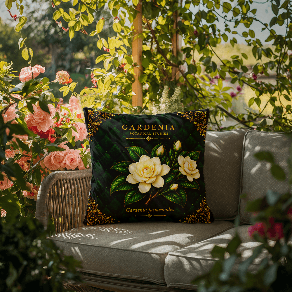 Gardenia Outdoor Pillow | Botanical Patio Decor | Lace & Grit