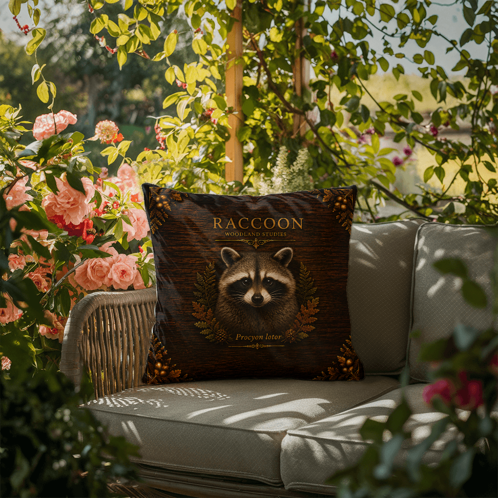 Raccoon Outdoor Pillow | Woodland Patio Decor | Lace & Grit