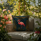 Pink Flamingo Outdoor Pillow | Coastal Patio Decor | Lace & Grit