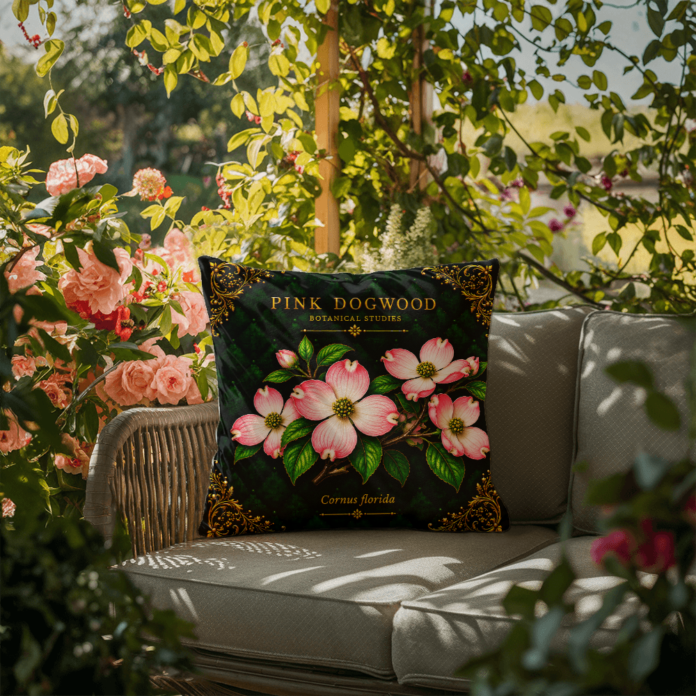 Pink Dogwood Outdoor Pillow | Botanical Patio Decor | Lace & Grit