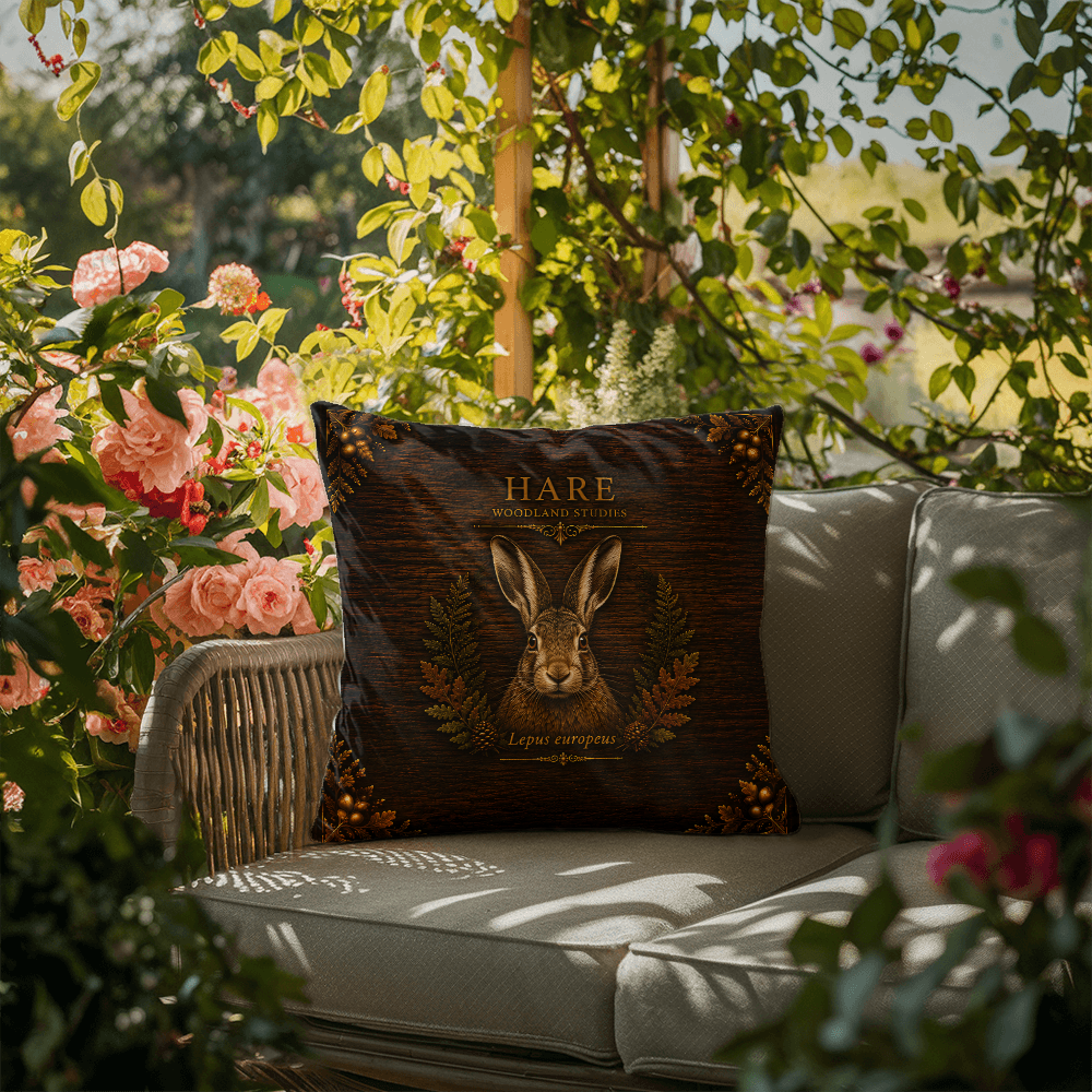 Hare Outdoor Pillow | Woodland Patio Decor | Lace & Grit