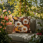 Rustic Sunflower Outdoor Pillow | Boho Floral Cushion | Yellow Wildflower Garden Décor | Farmhouse Throw Pillow