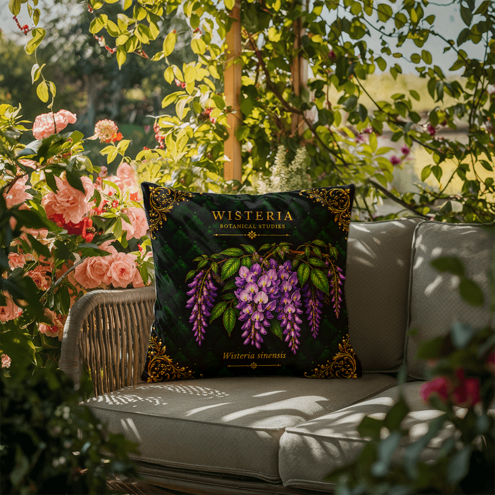 Wisteria Outdoor Pillow | Botanical Patio Decor | Lace & Grit