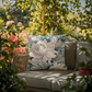 Ethereal Peony Outdoor Pillow | Blush Pink & Dusty Blue Floral Cushion | Modern Botanical Garden Decor | Elegant Patio Throw Pillow | Romantic Spring Summer Accent