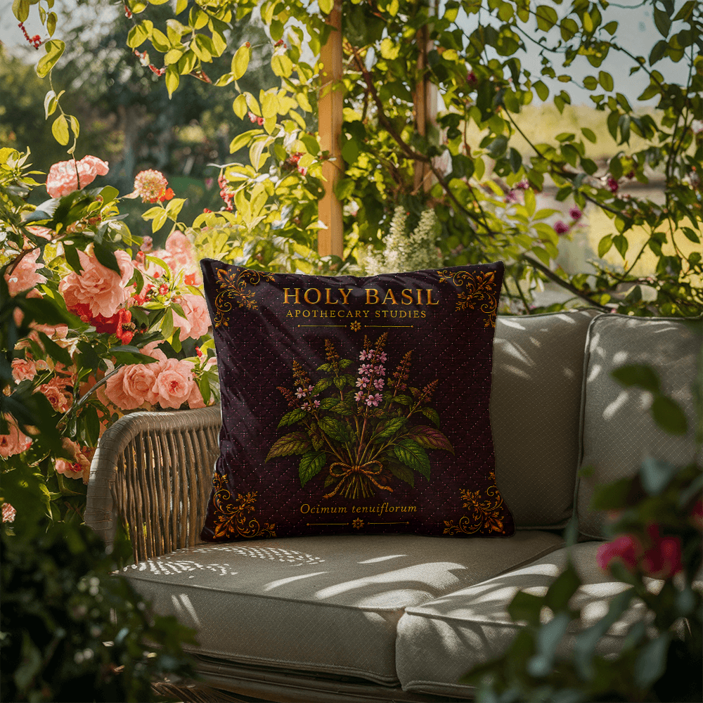 Holy Basil Outdoor Pillow | Apothecary Patio Decor | Lace & Grit