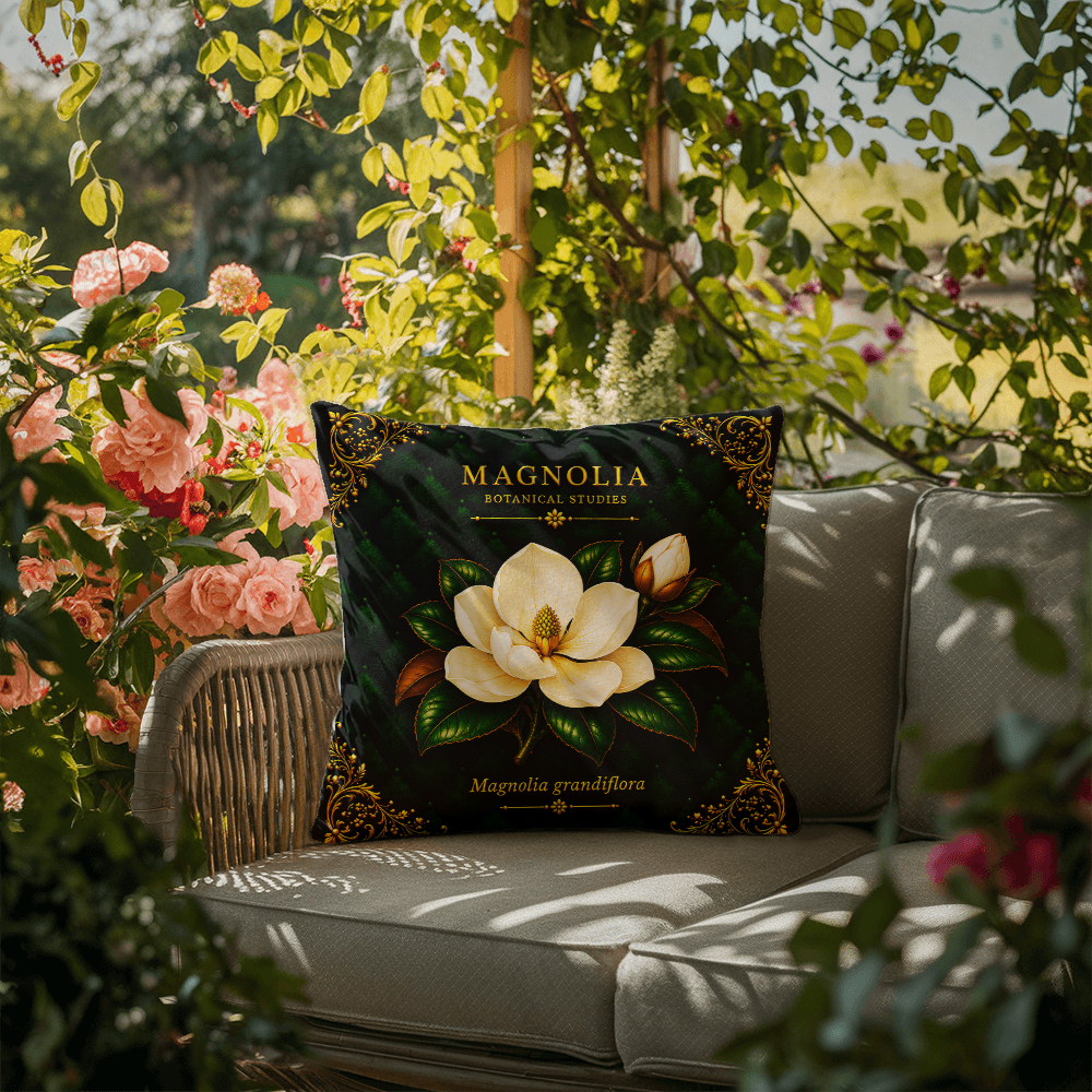 Magnolia Outdoor Pillow | Botanical Patio Decor | Lace & Grit