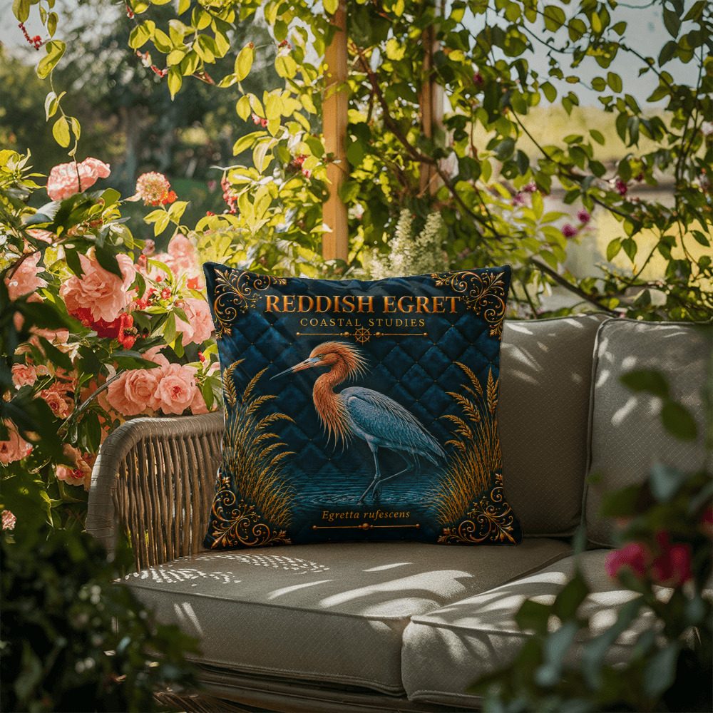 Reddish Egret Outdoor Pillow | Coastal Patio Decor | Lace & Grit