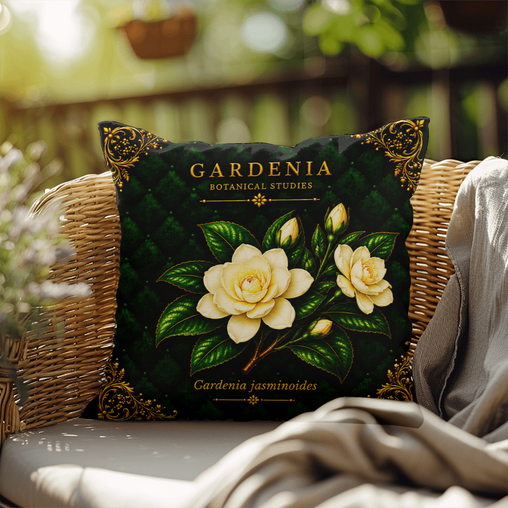 Gardenia Outdoor Pillow | Botanical Patio Decor | Lace & Grit