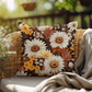 Rustic Sunflower Outdoor Pillow | Boho Floral Cushion | Yellow Wildflower Garden Décor | Farmhouse Throw Pillow