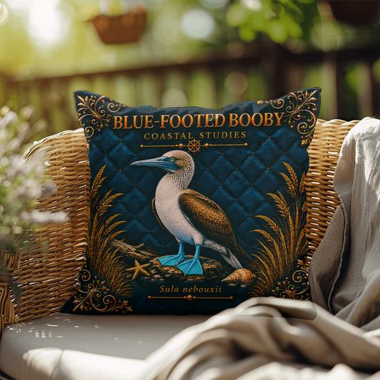 Blue-Footed Booby Outdoor Pillow | Coastal Patio Decor | Lace & Grit