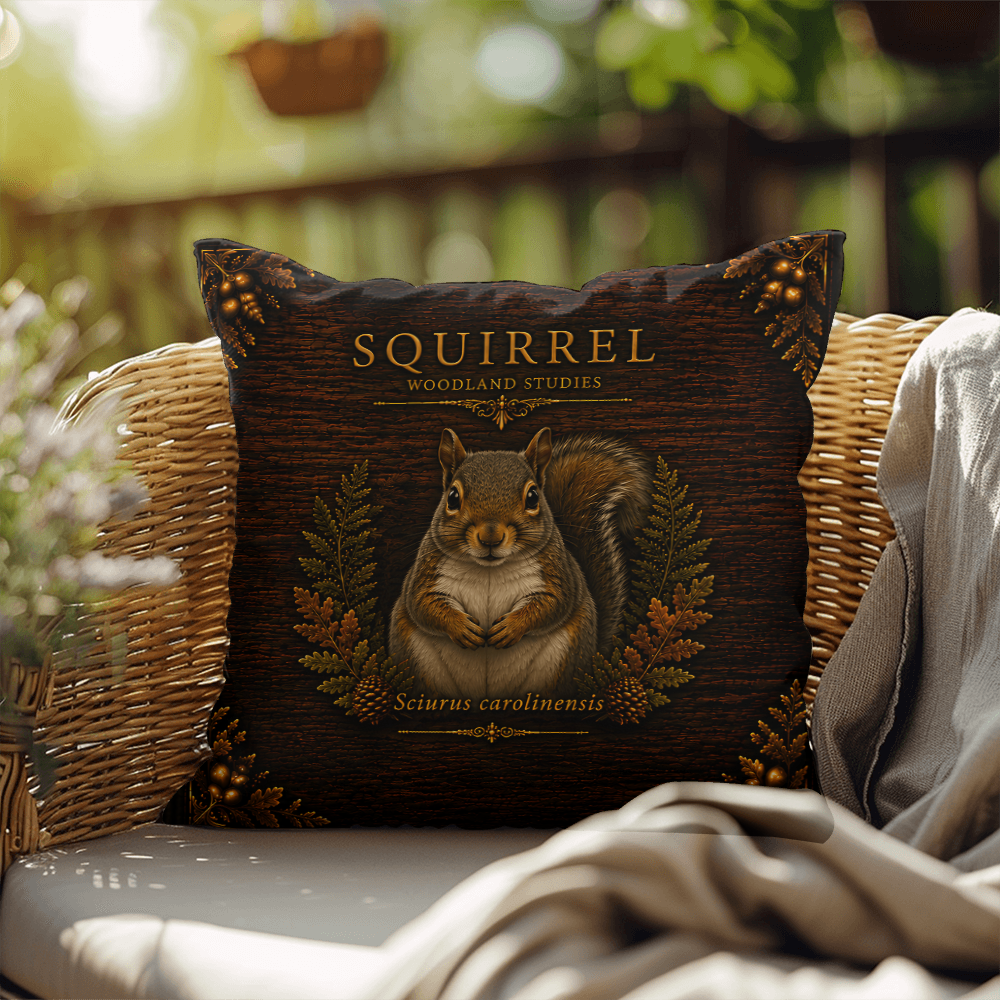 Squirrel Outdoor Pillow | Woodland Patio Decor | Lace & Grit