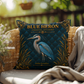 Blue Heron Outdoor Pillow | Coastal Patio Decor | Lace & Grit