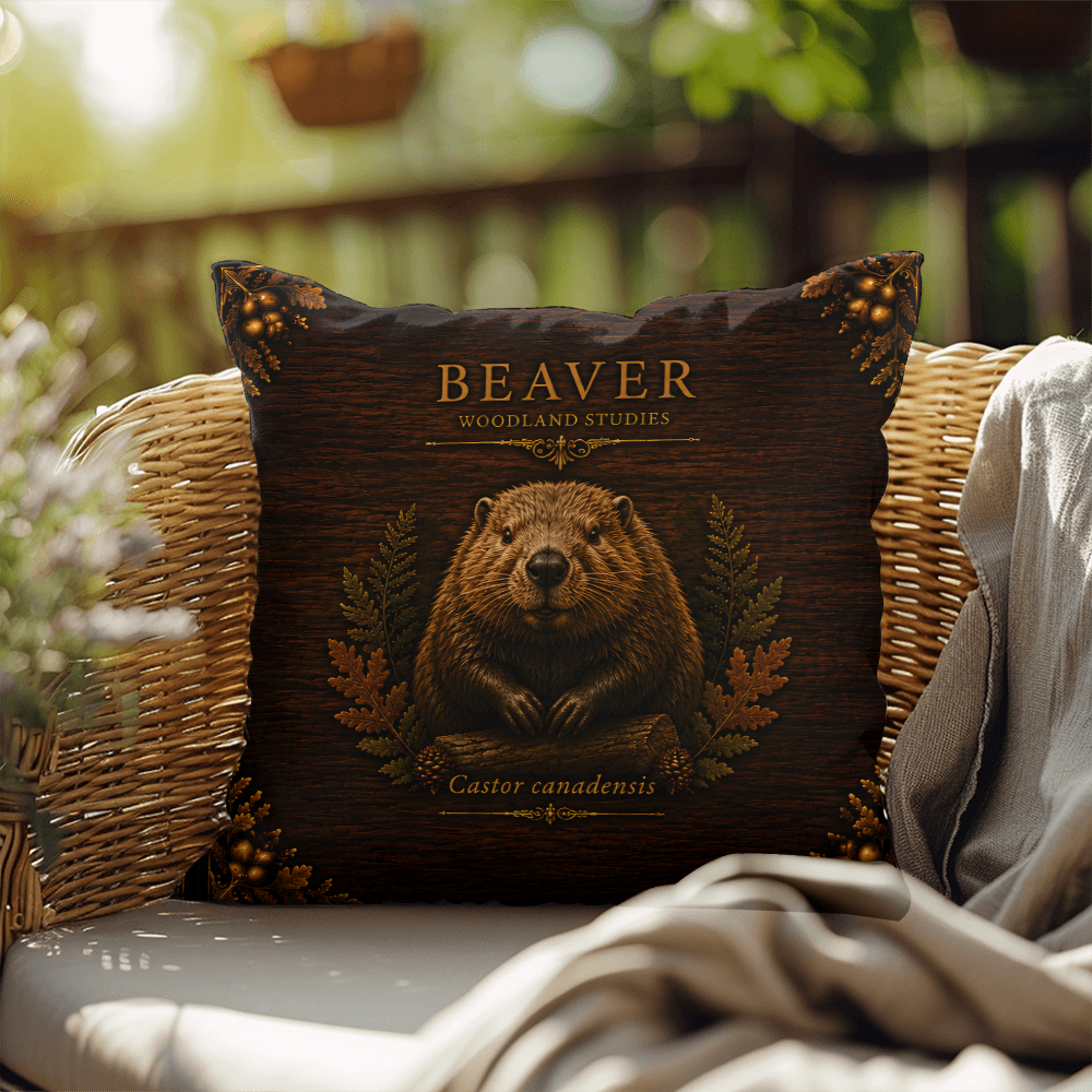 Beaver Outdoor Pillow – Woodland Patio Decor | Lace & Grit