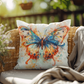 Butterfly Outdoor Pillow | Boho Garden Cushion | Jewel-Toned Butterfly Decor | Patio Throw Pillow | Nature Lover Gift