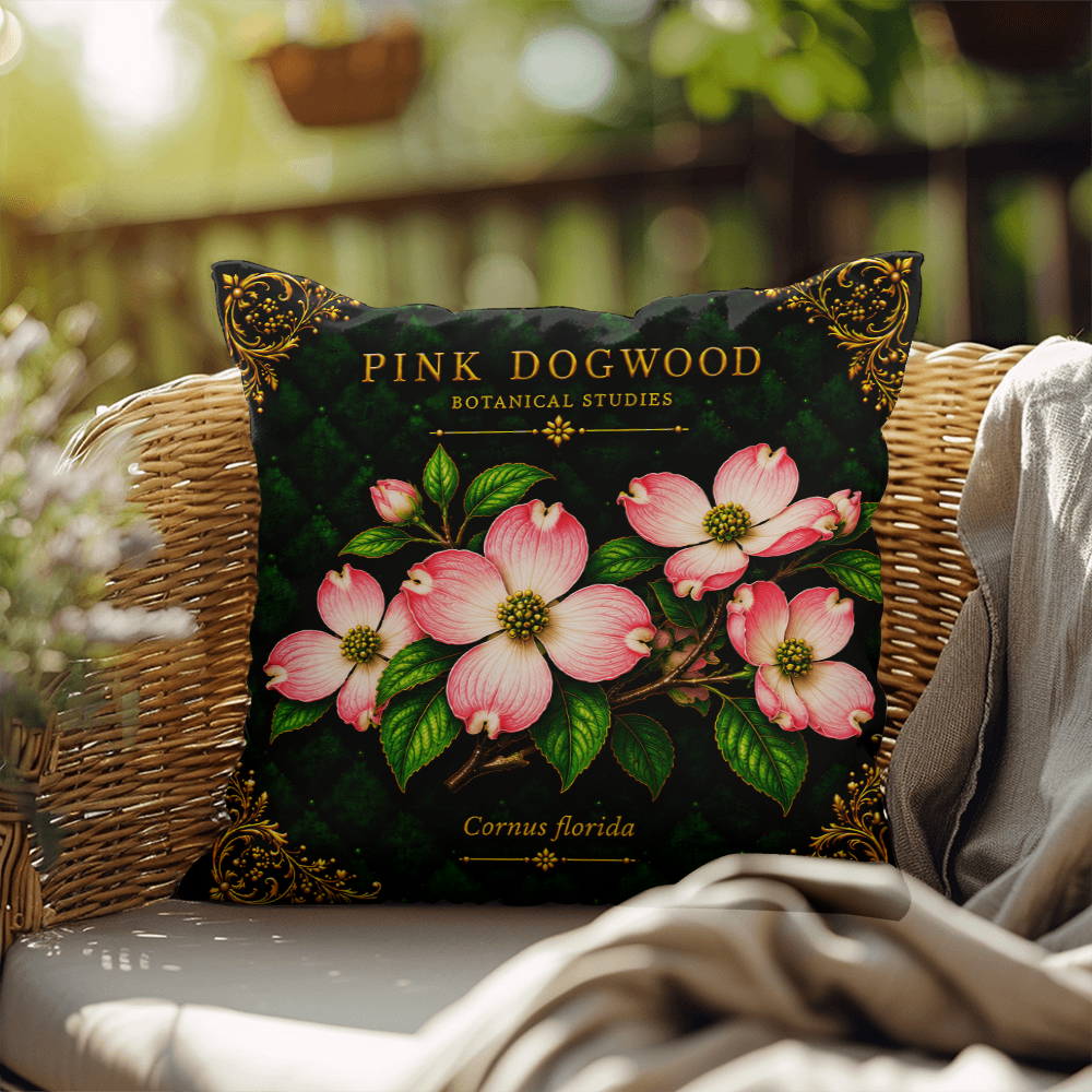 Pink Dogwood Outdoor Pillow | Botanical Patio Decor | Lace & Grit