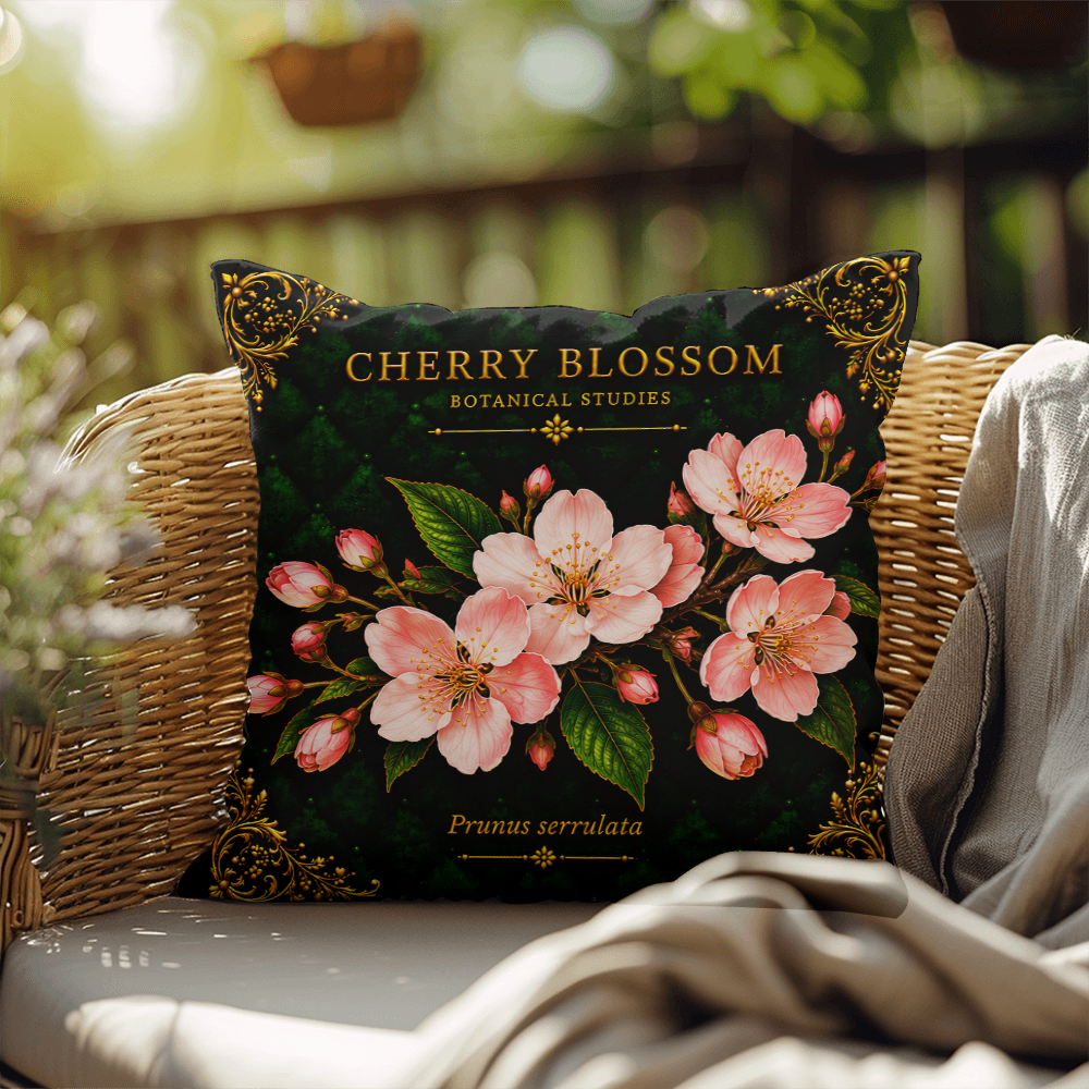 Cherry Blossom Outdoor Pillow | Botanical Patio Decor | Lace & Grit