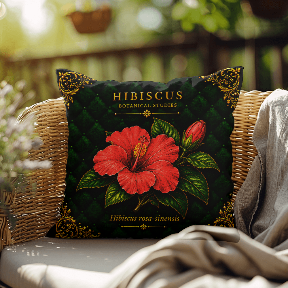 Hibiscus Outdoor Pillow | Botanical Patio Decor | Lace & Grit