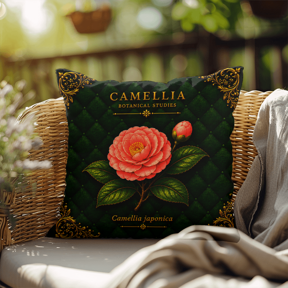 Camellia Outdoor Pillow | Botanical Patio Decor | Lace & Grit