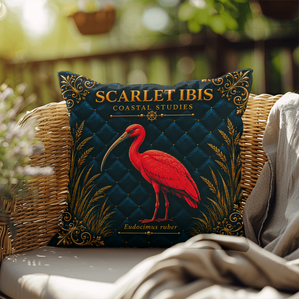 Scarlet Ibis Outdoor Pillow | Coastal Patio Decor | Lace & Grit