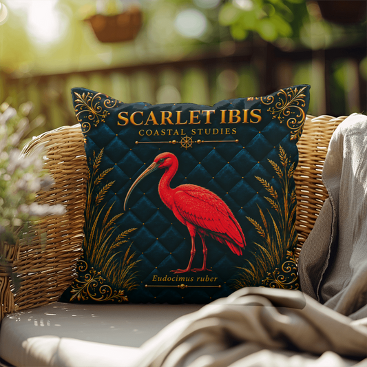 Scarlet Ibis Outdoor Pillow | Coastal Patio Decor | Lace & Grit