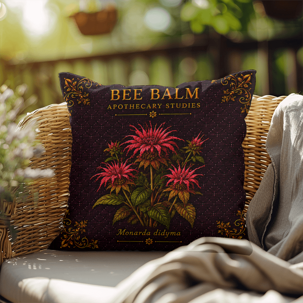 Bee Balm Outdoor Pillow | Apothecary Patio Decor | Lace & Grit