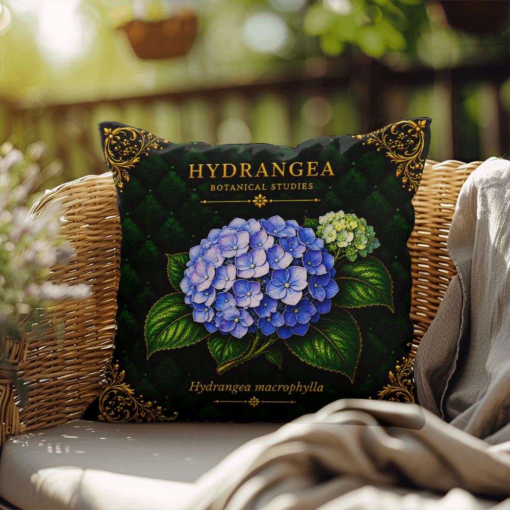 Hydrangea Outdoor Pillow | Botanical Patio Decor | Lace & Grit