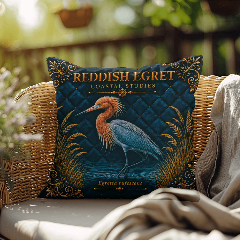 Reddish Egret Outdoor Pillow | Coastal Patio Decor | Lace & Grit