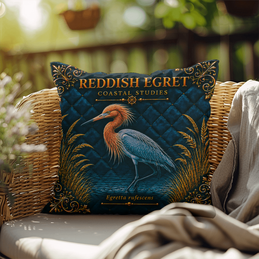 Reddish Egret Outdoor Pillow | Coastal Patio Decor | Lace & Grit