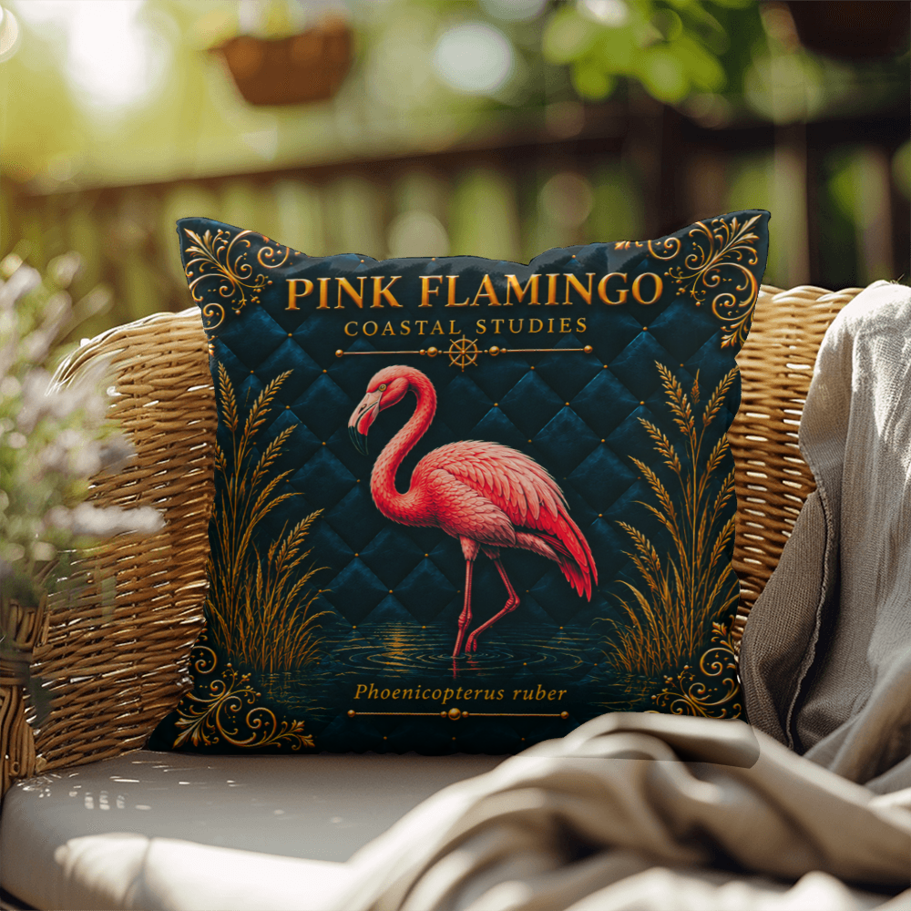 Pink Flamingo Outdoor Pillow | Coastal Patio Decor | Lace & Grit