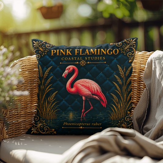 Pink Flamingo Outdoor Pillow | Coastal Patio Decor | Lace & Grit