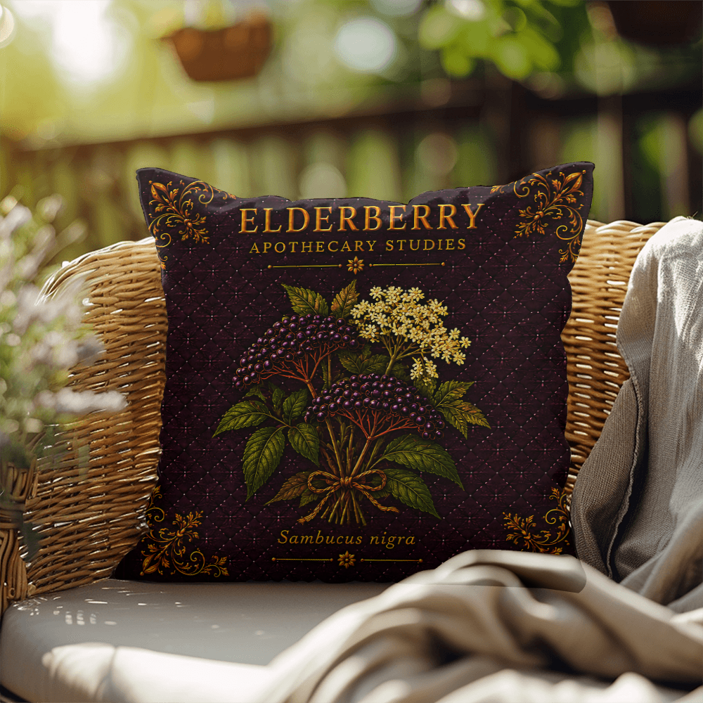 Elderberry Outdoor Pillow | Apothecary Patio Decor | Lace & Grit